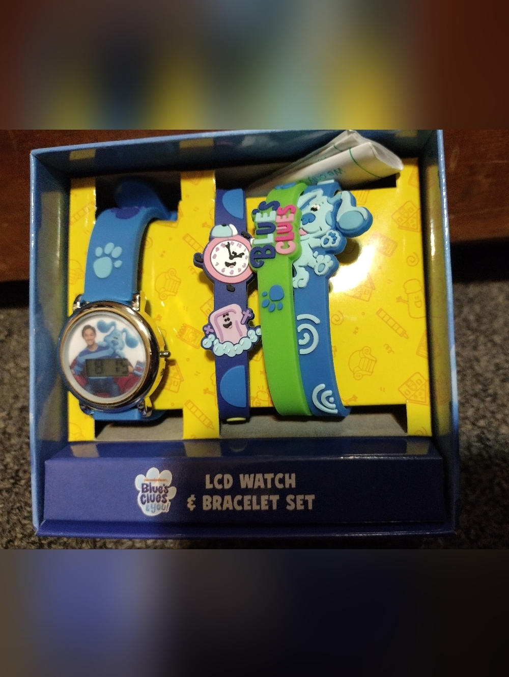 Blues Clues Kids Blue and Green LCD Watch & Bracelet Set